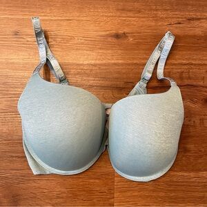 Victoria's Secret 38D T-Shirt Push Up Bra Soft Blue Full Coverage